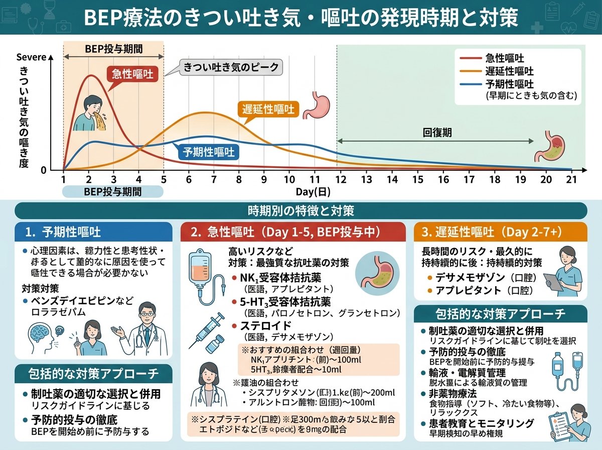 BEP療法のきつい吐き気・嘔吐の発現時期と対策