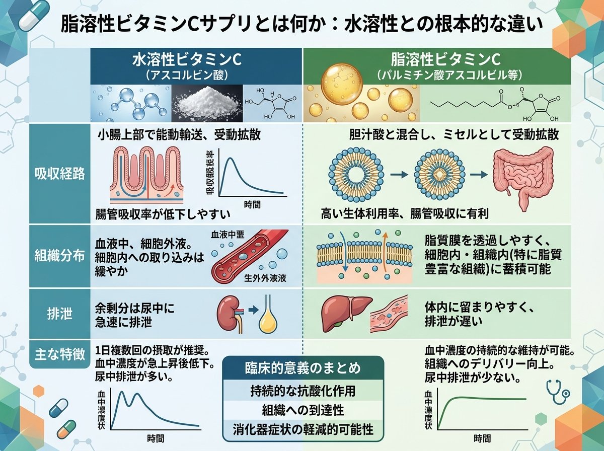 脂溶性ビタミンCサプリとは何か:水溶性との根本的な違い