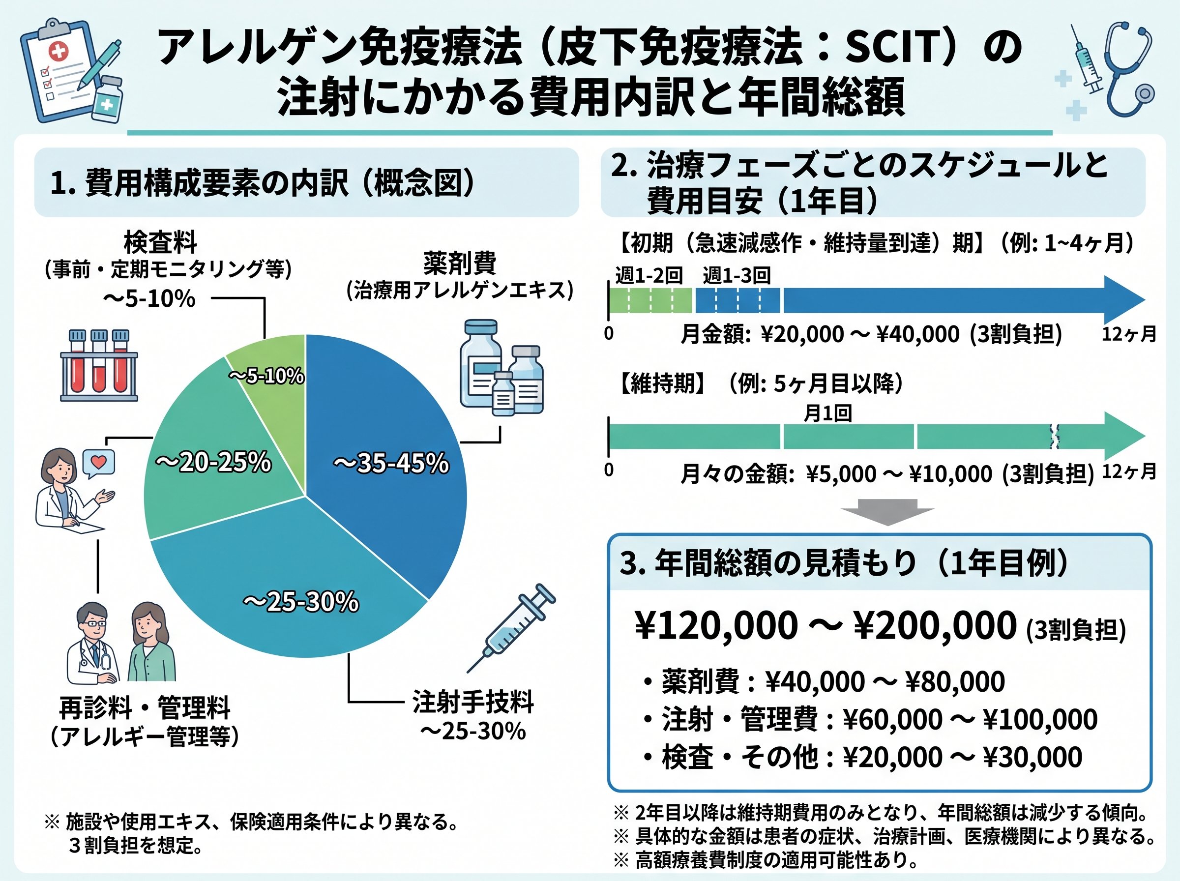 アレルゲン免疫療法の注射にかかる費用の内訳と年間総額