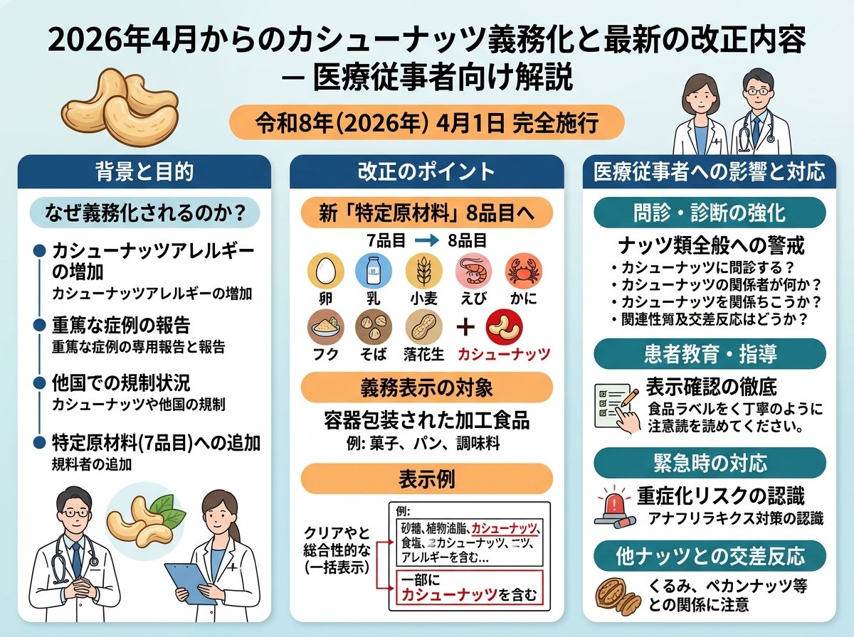 2026年4月からのカシューナッツ義務化と最新の改正内容