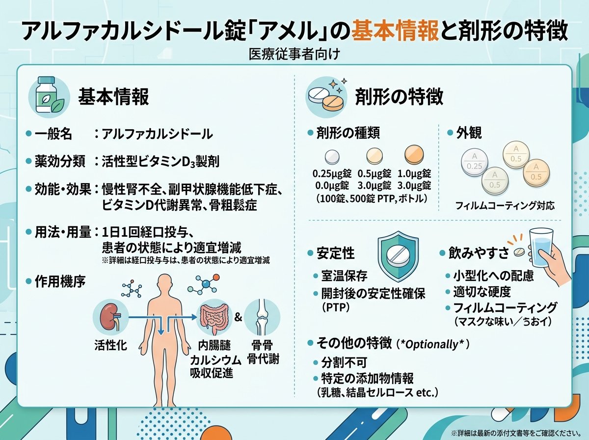 アルファカルシドール錠「アメル」の基本情報と剤形の特徴