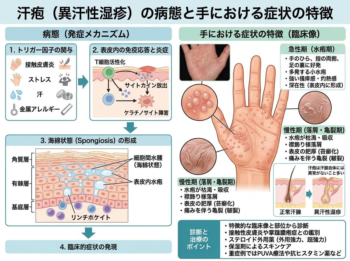 汗疱（異汗性湿疹）の病態と手における症状の特徴