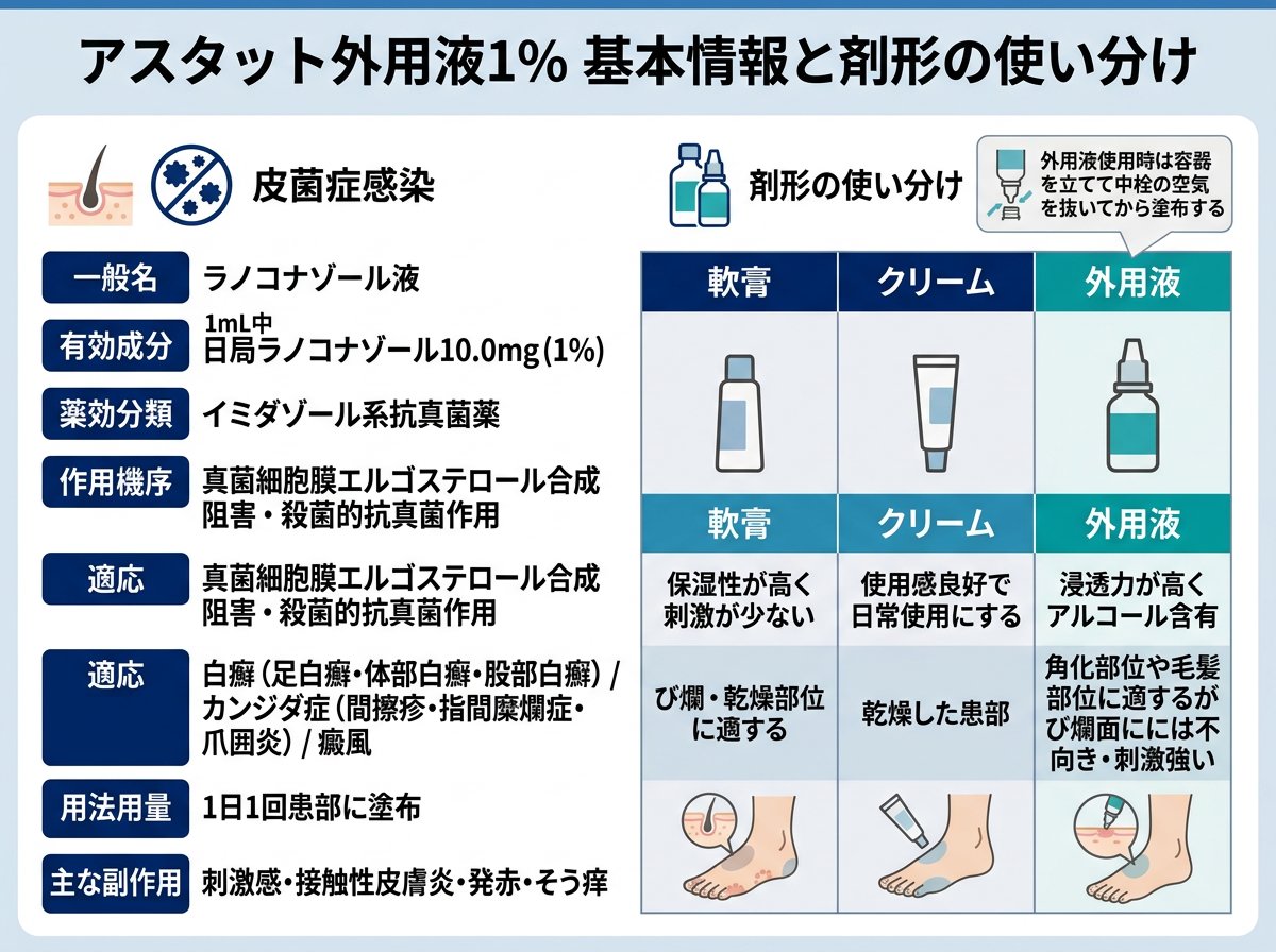 アスタット外用液の基本情報と剤形の使い分け