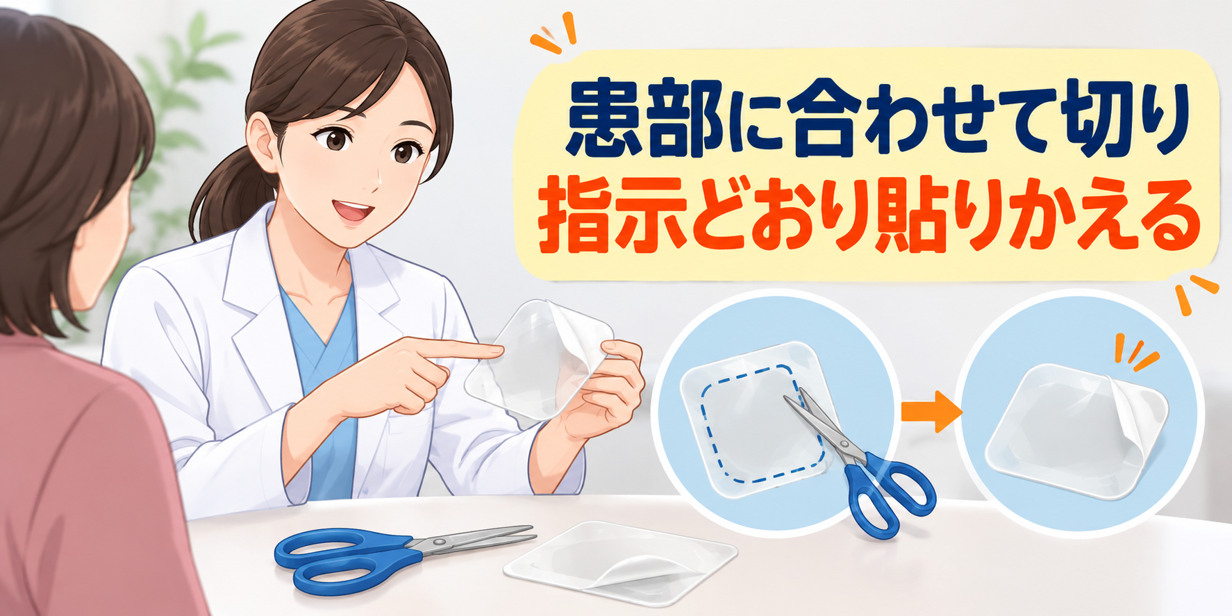 記事の回答：紙フィルムへの仕様変更と貼り方の指導箋を確認する
