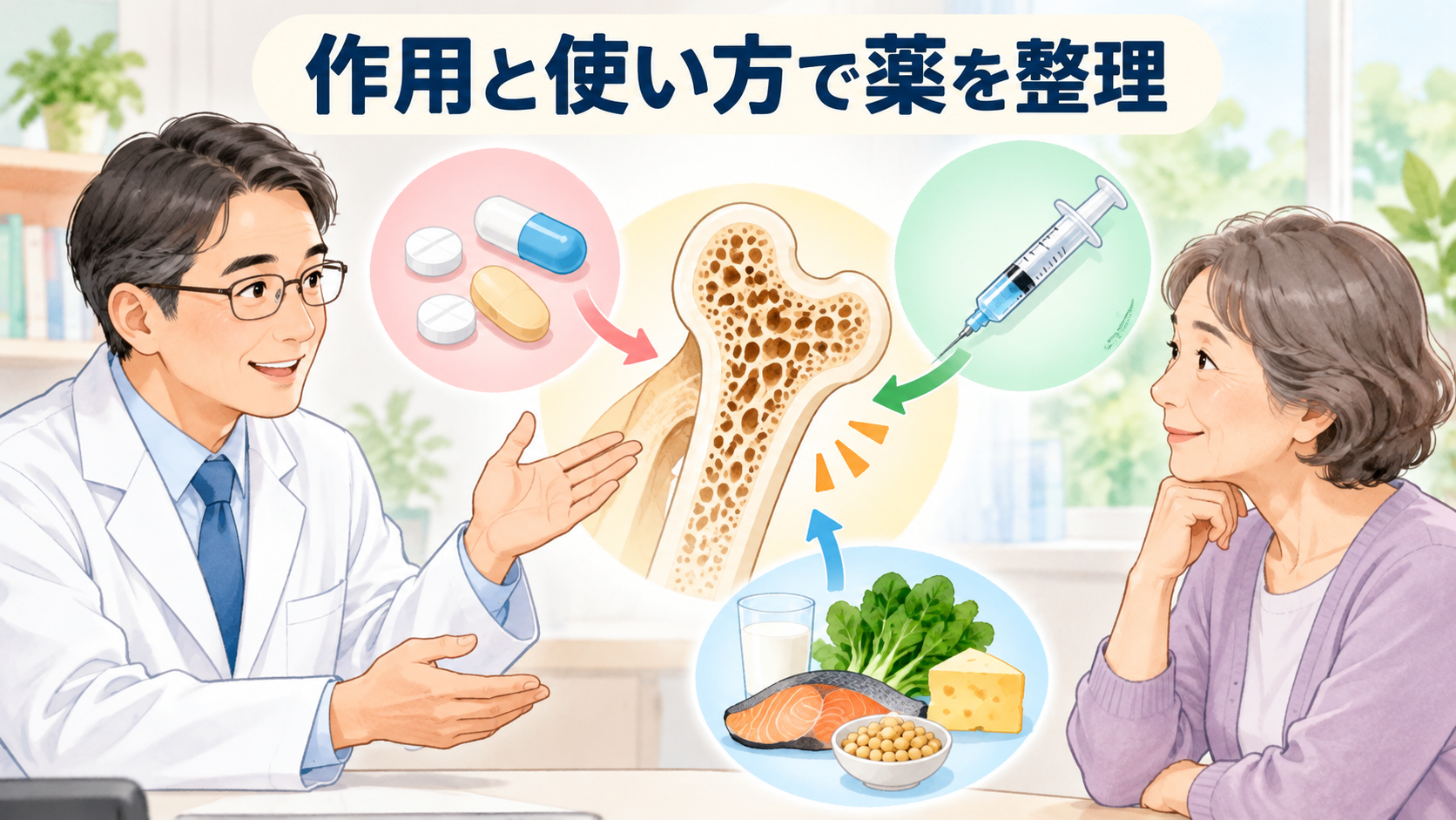 骨粗鬆症の薬一覧は飲み方・通院・継続の条件も比べる