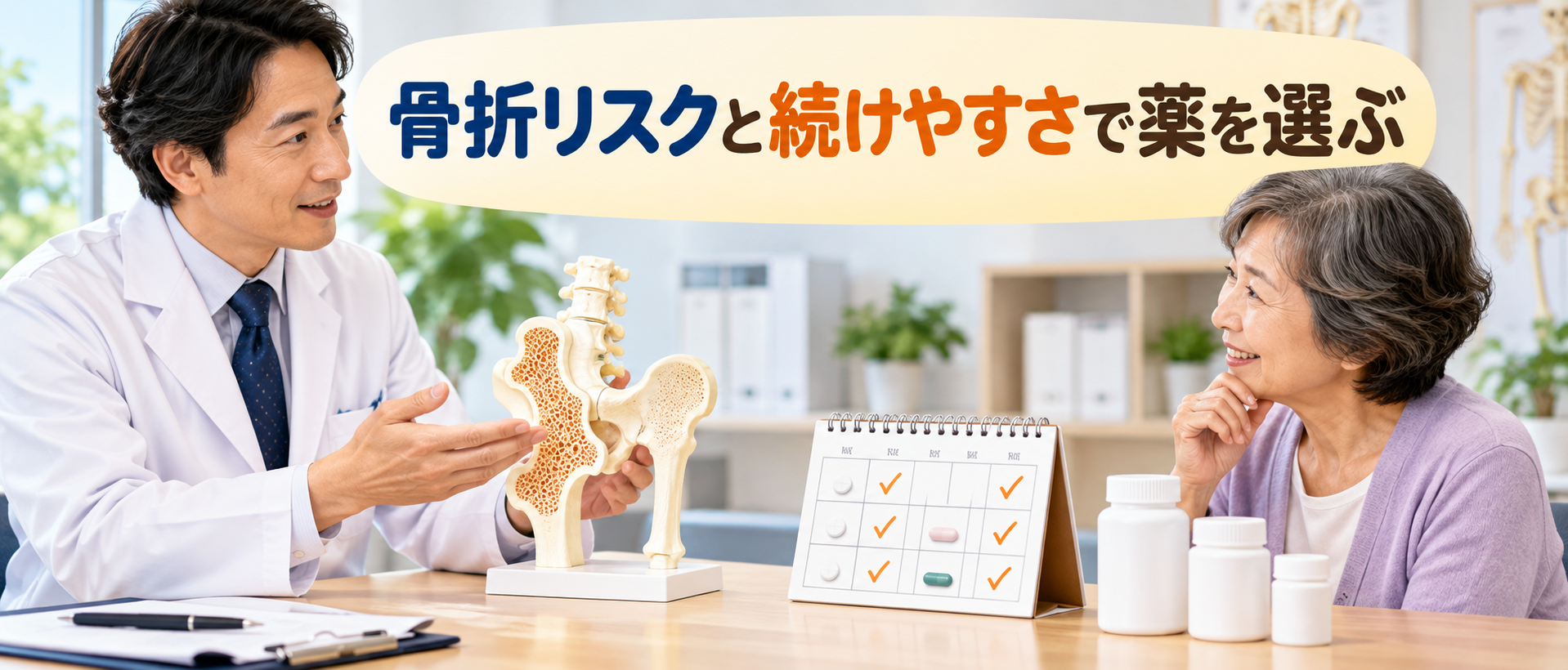 記事の回答：骨粗鬆症の薬一覧は飲み方・通院・継続の条件も比べる