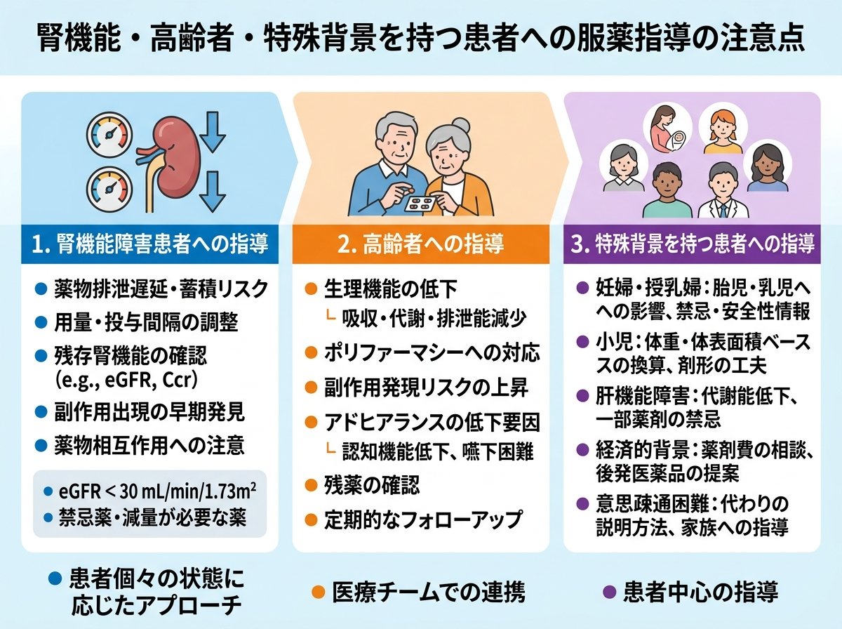 腎機能・高齢者・特殊背景を持つ患者への服薬指導の注意点