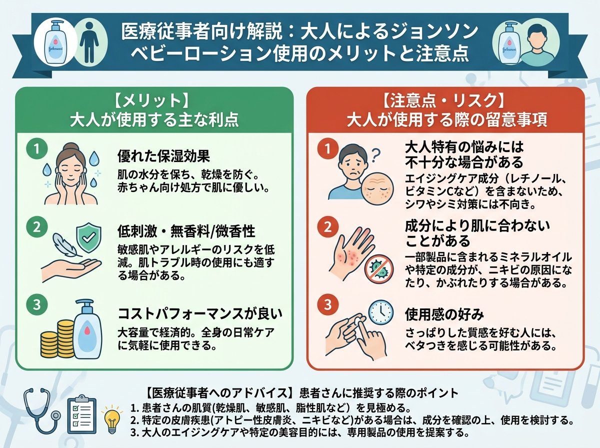 ベビーローション ジョンソンを大人が使うメリットと注意点