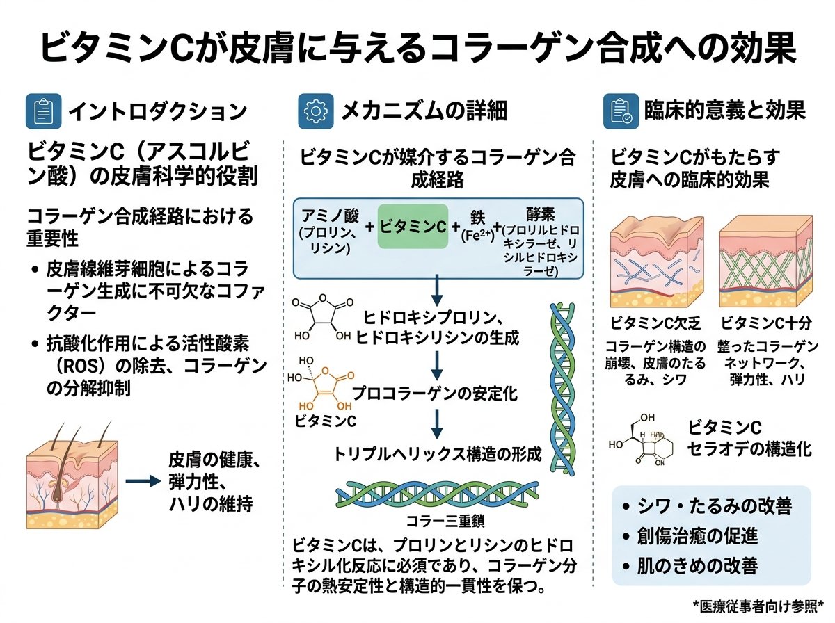ビタミンCが皮膚に与えるコラーゲン合成への効果