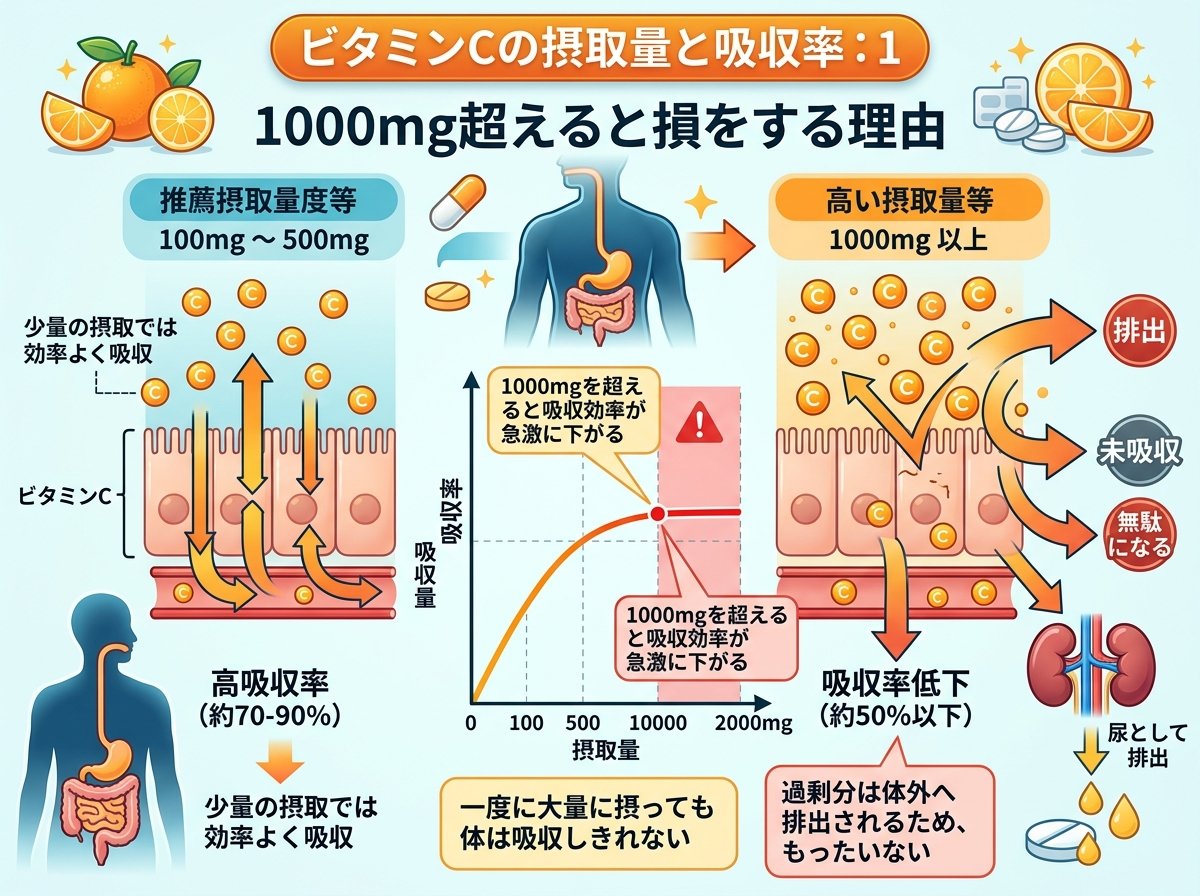 ビタミンCの摂取量と吸収率:1