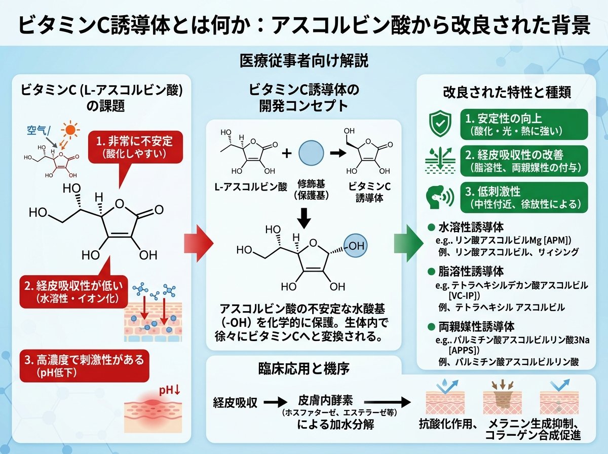 ビタミンC誘導体とは何か:アスコルビン酸から改良された背景