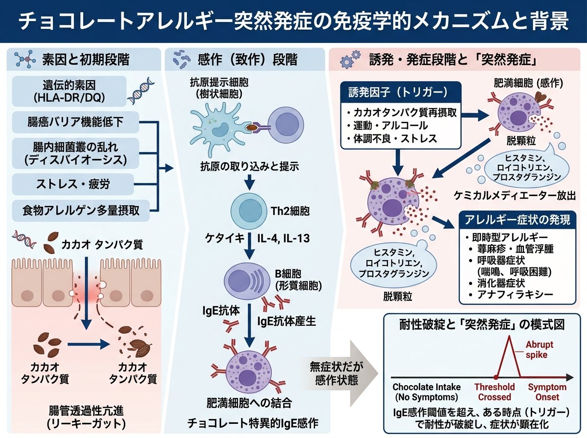 チョコレートアレルギーが突然発症する仕組みと免疫学的背景