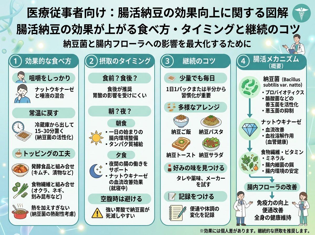腸活納豆の効果が上がる食べ方・タイミングと継続のコツ