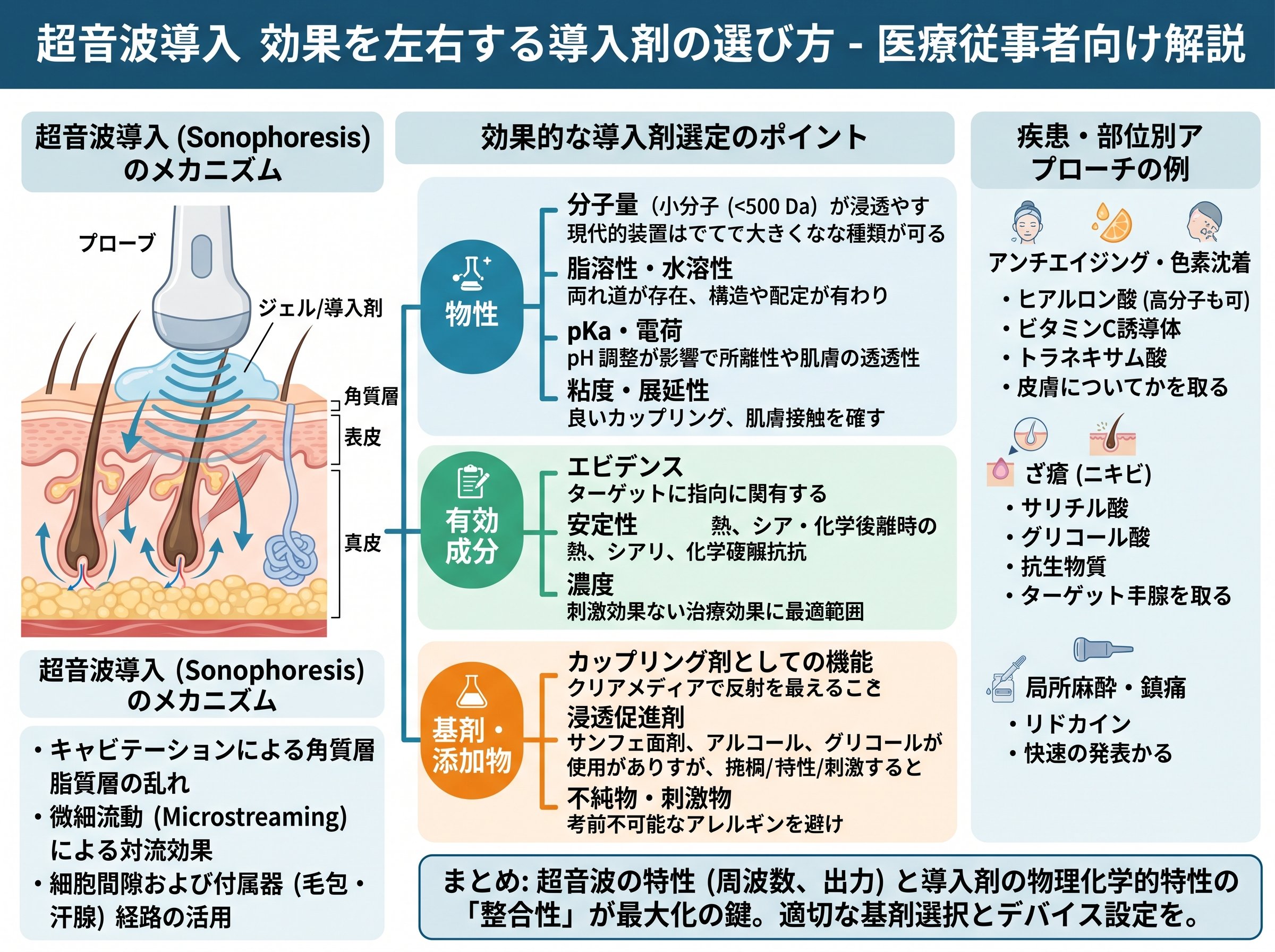 超音波導入 効果を左右する導入剤の選び方