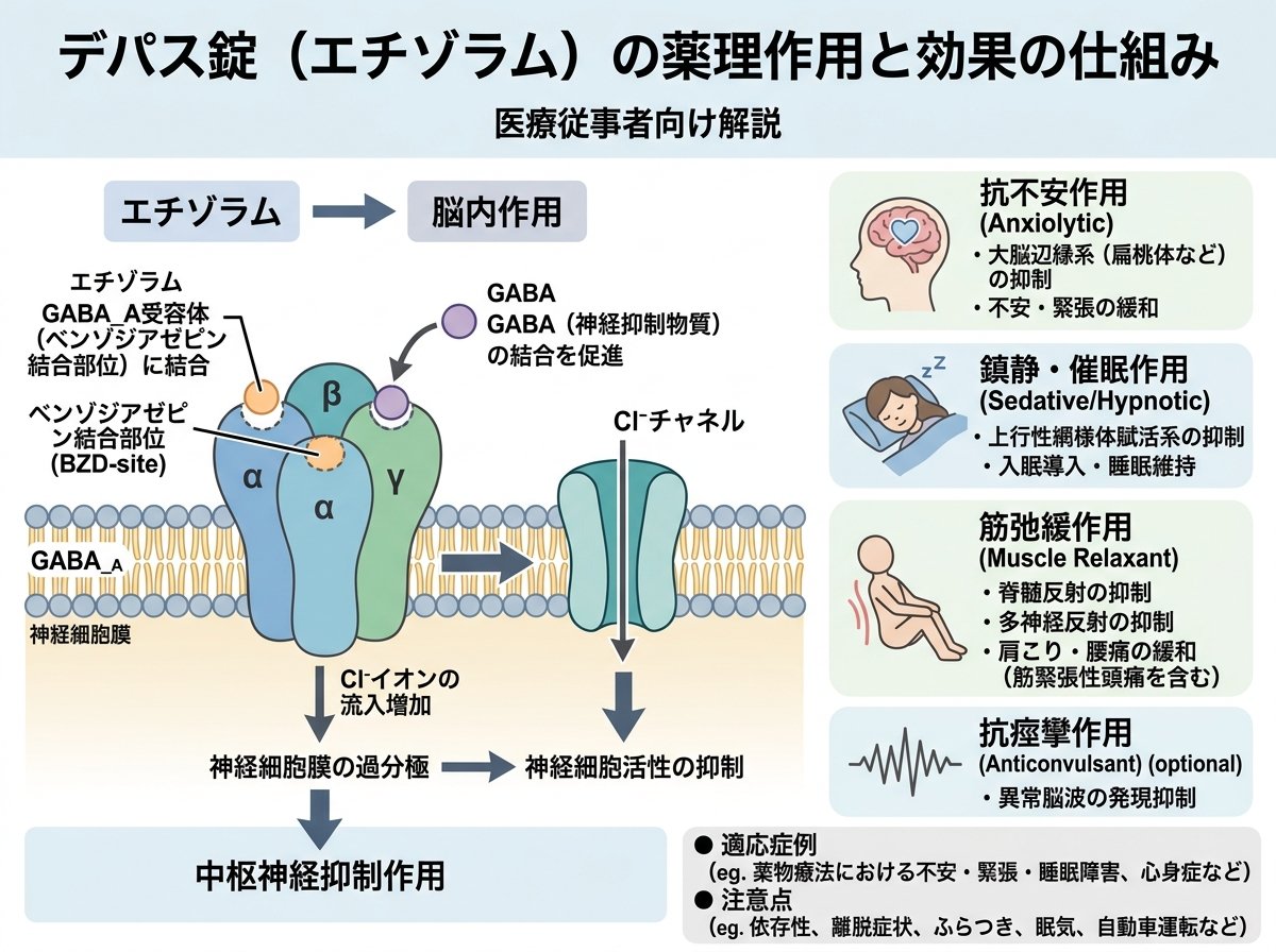 デパス錠(エチゾラム)の薬理作用と効果の仕組み
