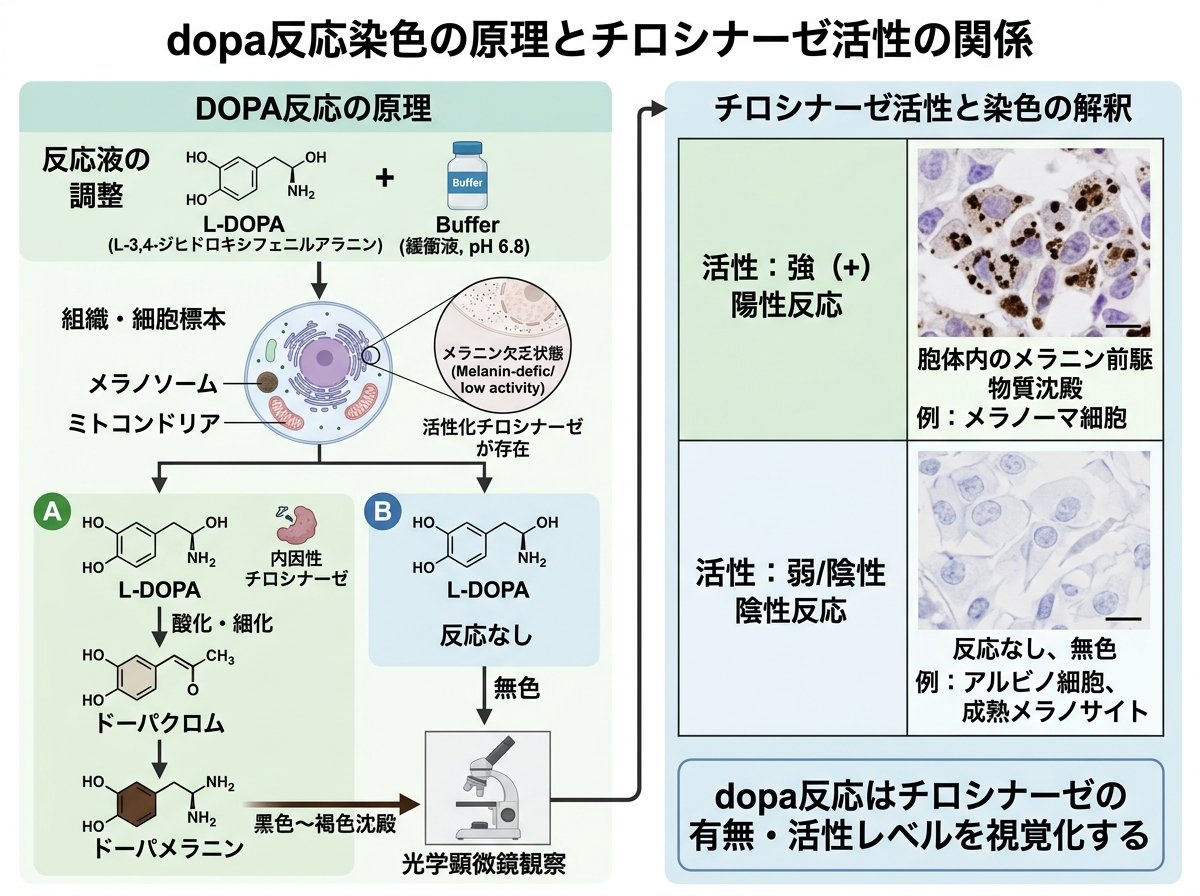 dopa反応染色の原理とチロシナーゼ活性の関係