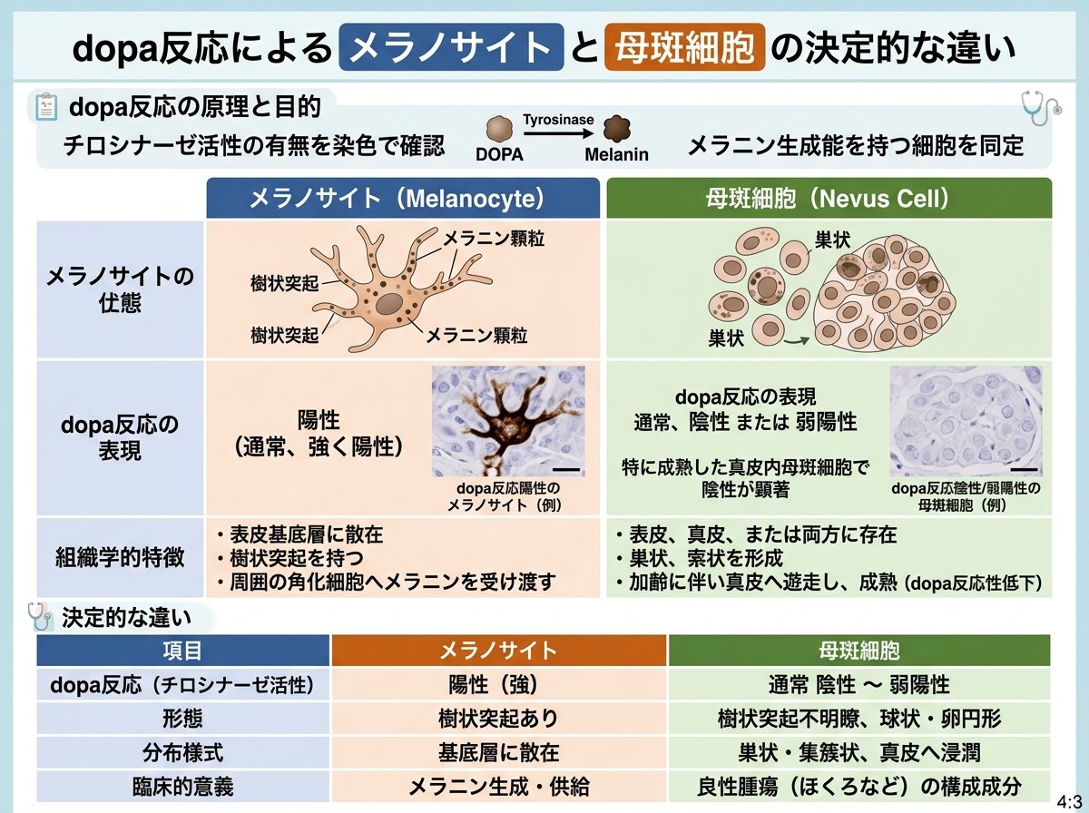 dopa反応でわかるメラノサイトと母斑細胞の決定的な違い