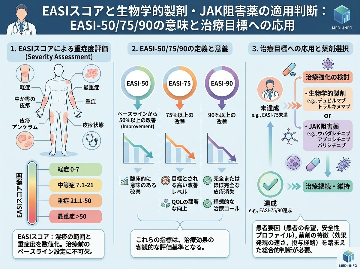 EASIスコアと生物学的製剤・JAK阻害薬の適用判断:EASI-50/75/90の意味と治療目標への応用