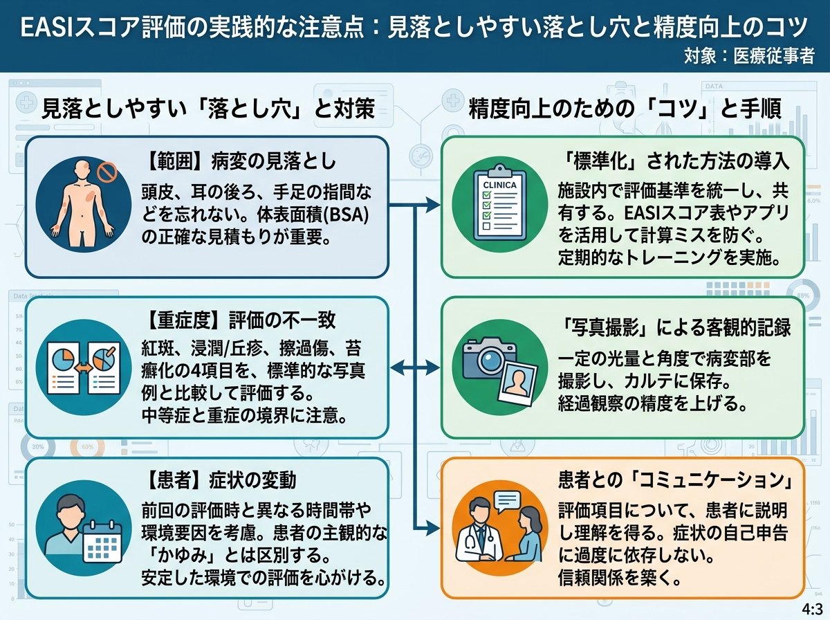 EASIスコア評価の実践的な注意点:見落としやすい落とし穴と精度向上のコツ