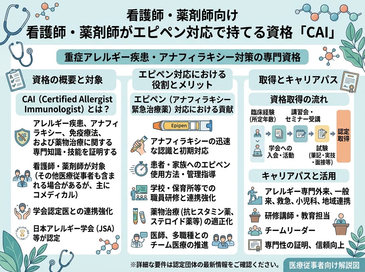 看護師・薬剤師がエピペン対応で持てる資格「CAI」