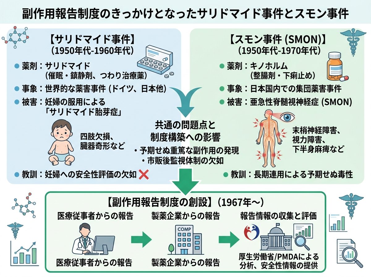 副作用報告制度のきっかけとなったサリドマイド事件とスモン事件