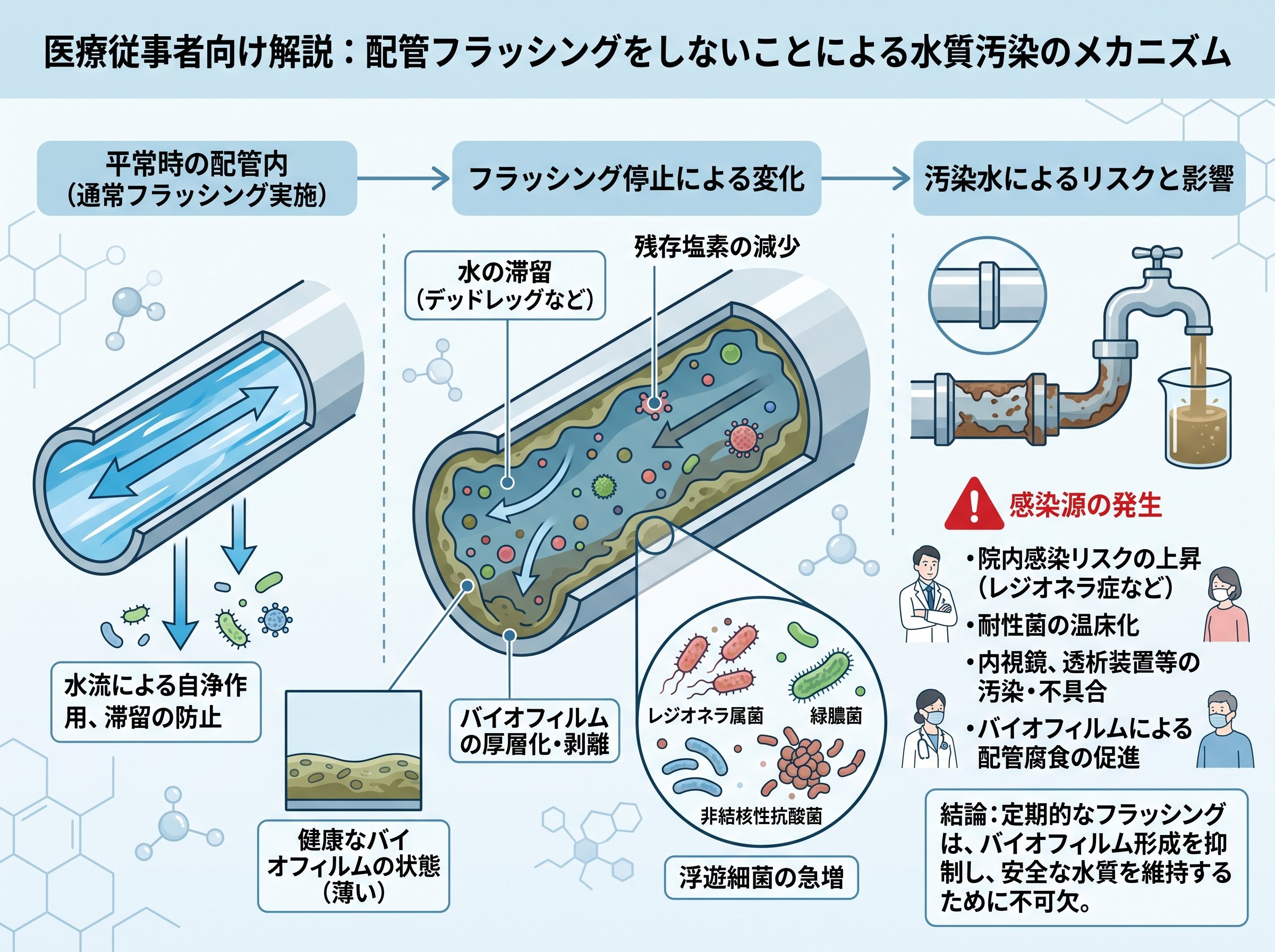 フラッシングをしないと配管の水はどう汚染されるのか