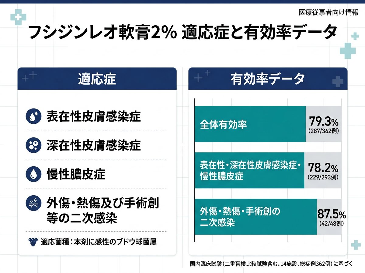 フシジンレオ軟膏の効果が期待できる適応症と有効率データ