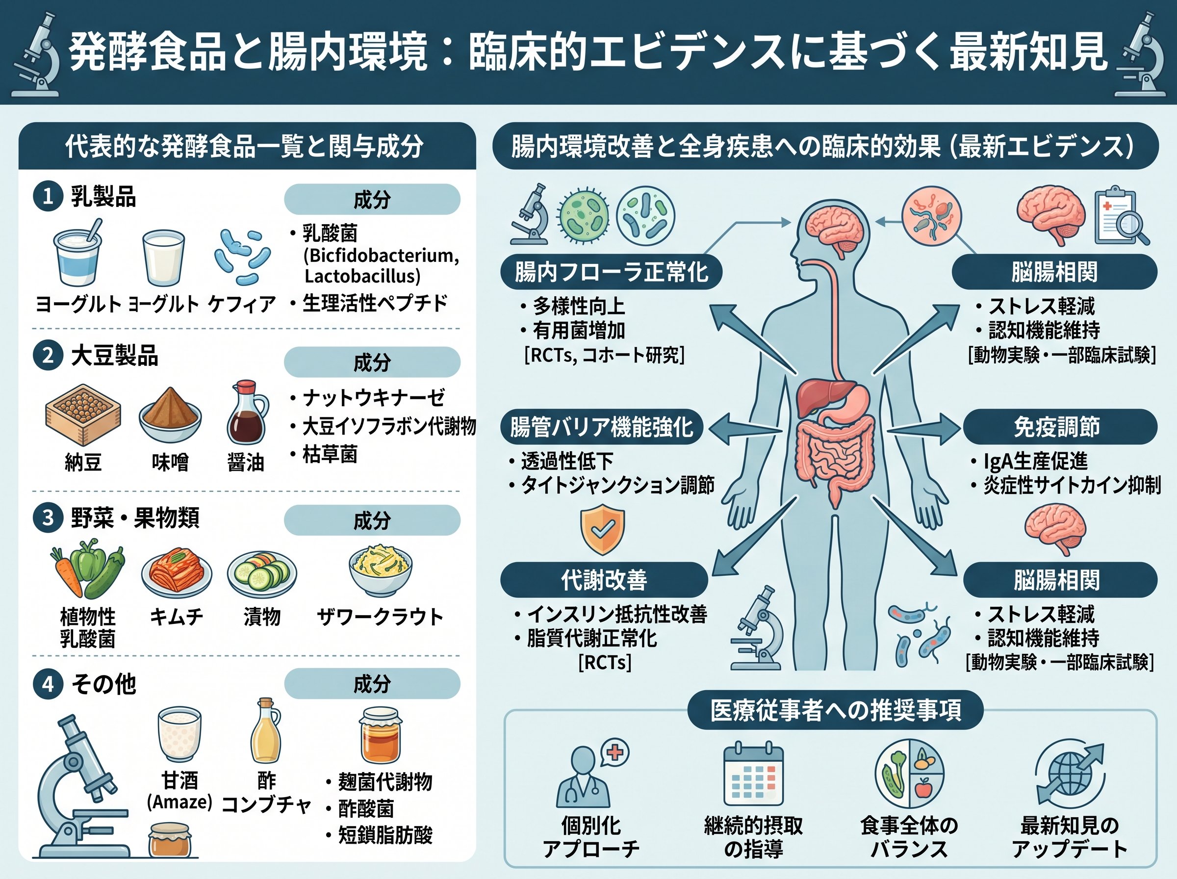 発酵食品一覧の中から腸内環境に効く種類と最新エビデンス