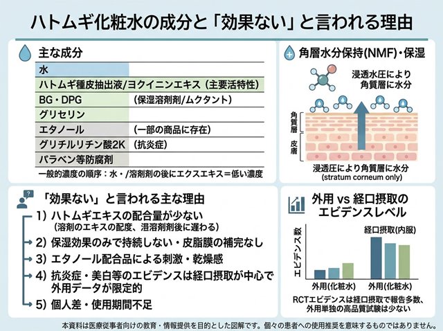 ハトムギ化粧水は効果ないの？成分・肌タイプ別に解説