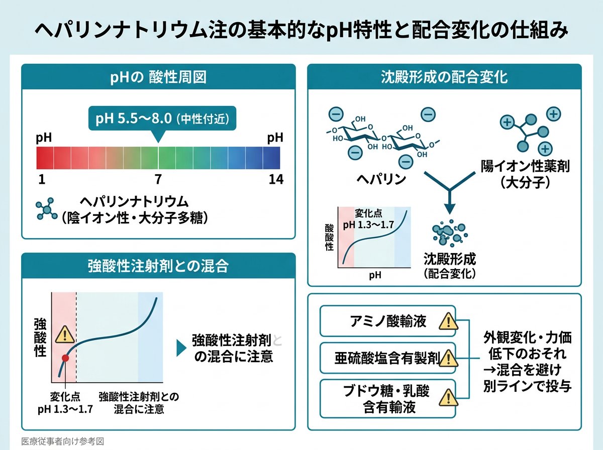 ヘパリンナトリウム注の基本的なpH特性と配合変化の仕組み