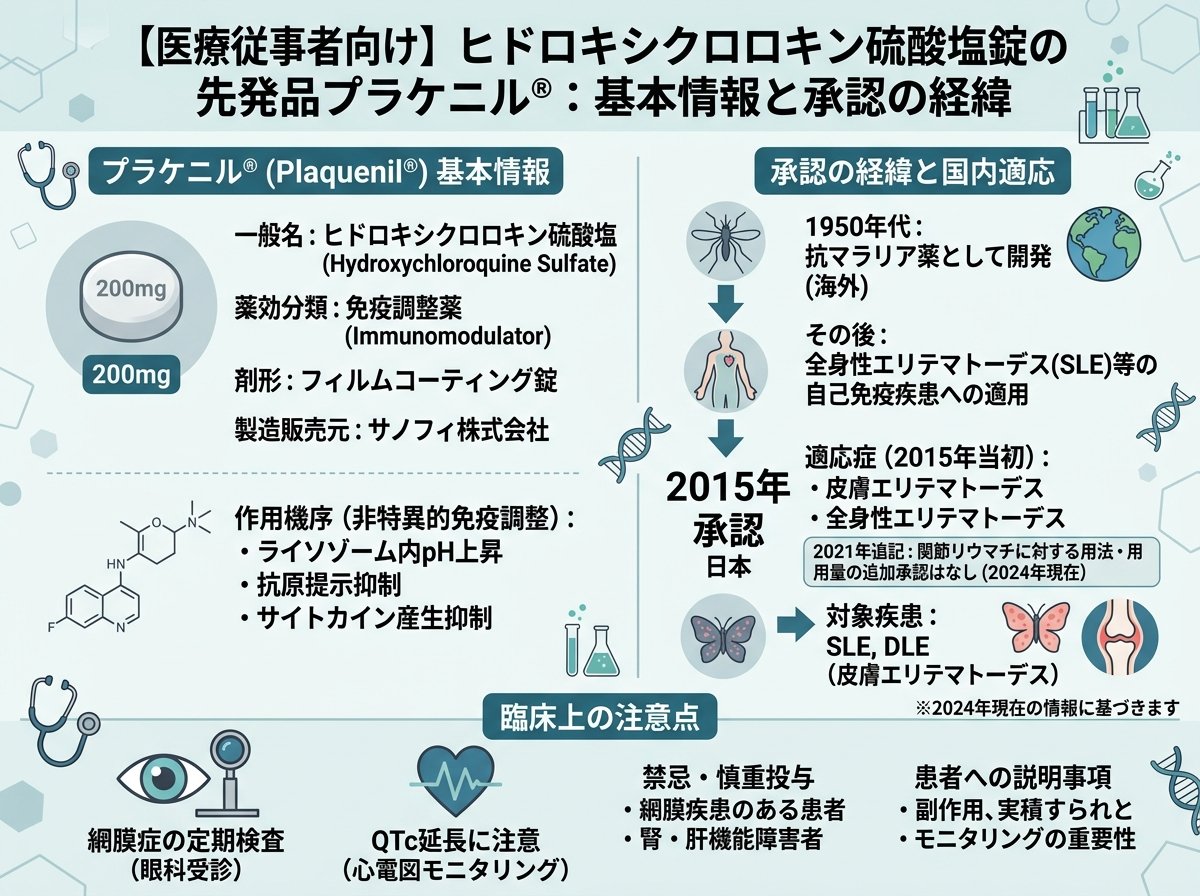 ヒドロキシクロロキン硫酸塩錠の先発品プラケニルとは：基本情報と承認の経緯