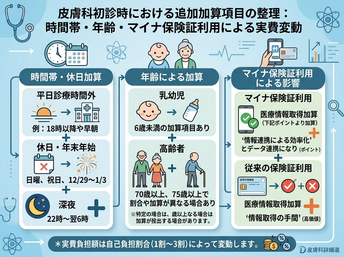 皮膚科初診の費用に加算される項目:時間帯・年齢・マイナ保険証で変わる実費