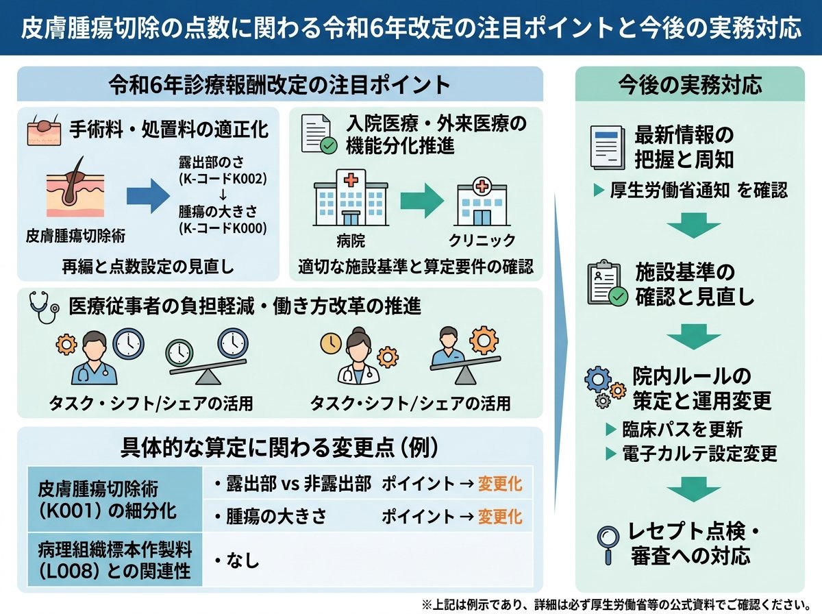 皮膚腫瘍切除の点数に関わる令和6年改定の注目ポイントと今後の実務対応