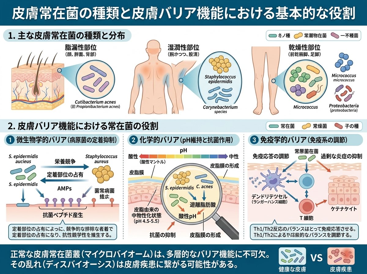 皮膚常在菌の種類と皮膚バリア機能における基本的な役割