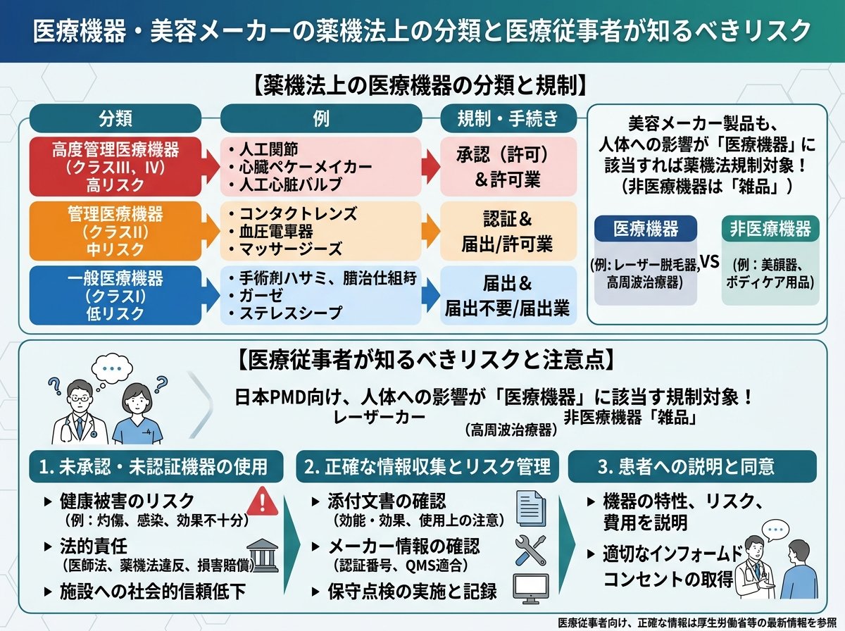 医療機器・美容メーカーの薬機法上の分類と医療従事者が知るべきリスク