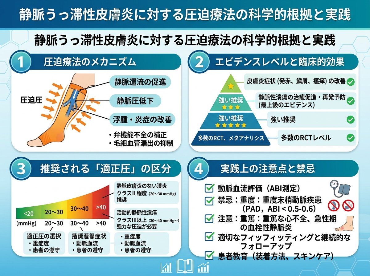 静脈うっ滞性皮膚炎 治療 圧迫療法のエビデンスと適正圧