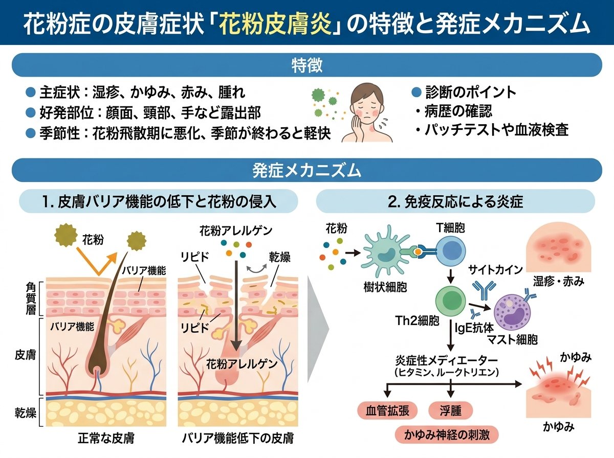 花粉症の皮膚症状「花粉皮膚炎」の特徴と発症メカニズム
