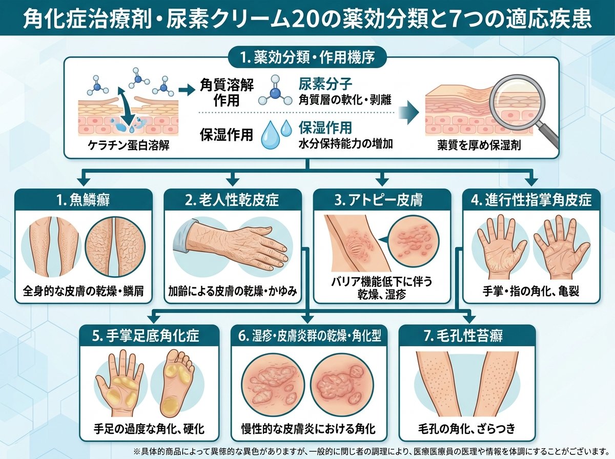 角化症治療剤・尿素クリーム20の薬効分類と7つの適応疾患