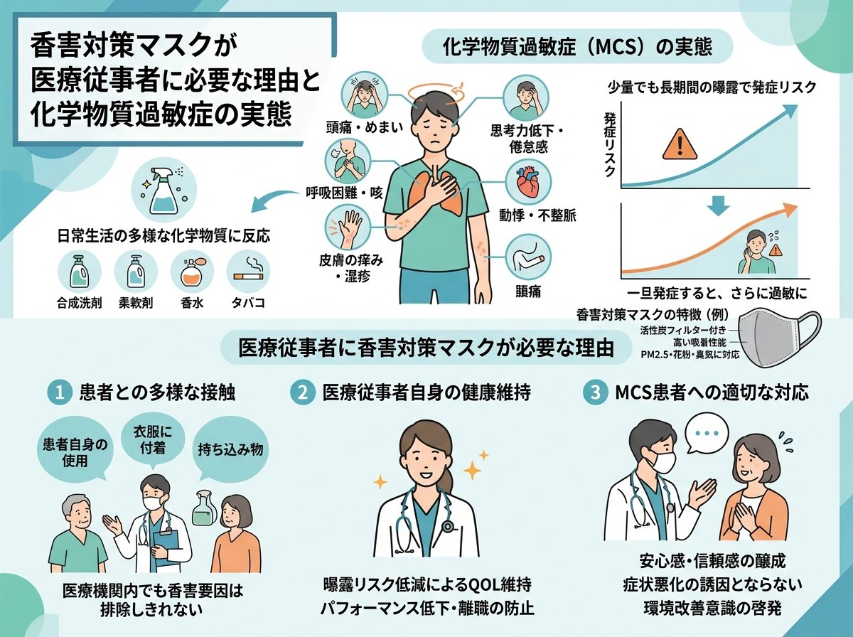香害対策マスクが医療従事者に必要な理由と化学物質過敏症の実態
