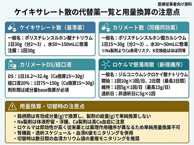 ケイキサレート散の代替薬一覧