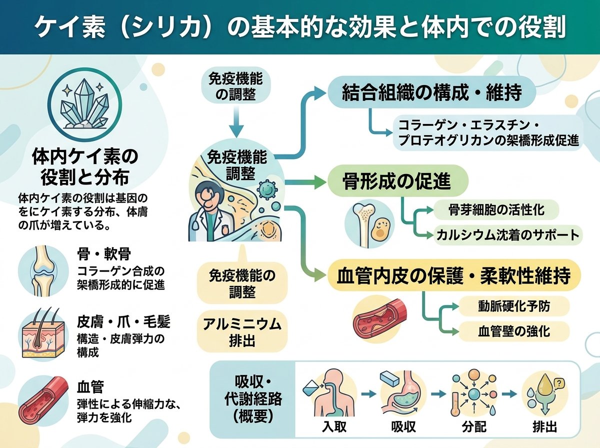 ケイ素(シリカ)の基本的な効果と体内での役割