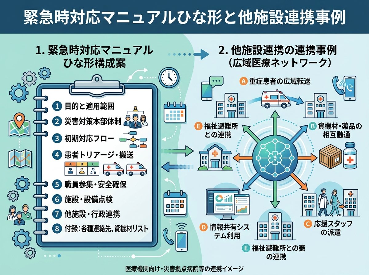 緊急時対応マニュアルひな形と他施設連携事例