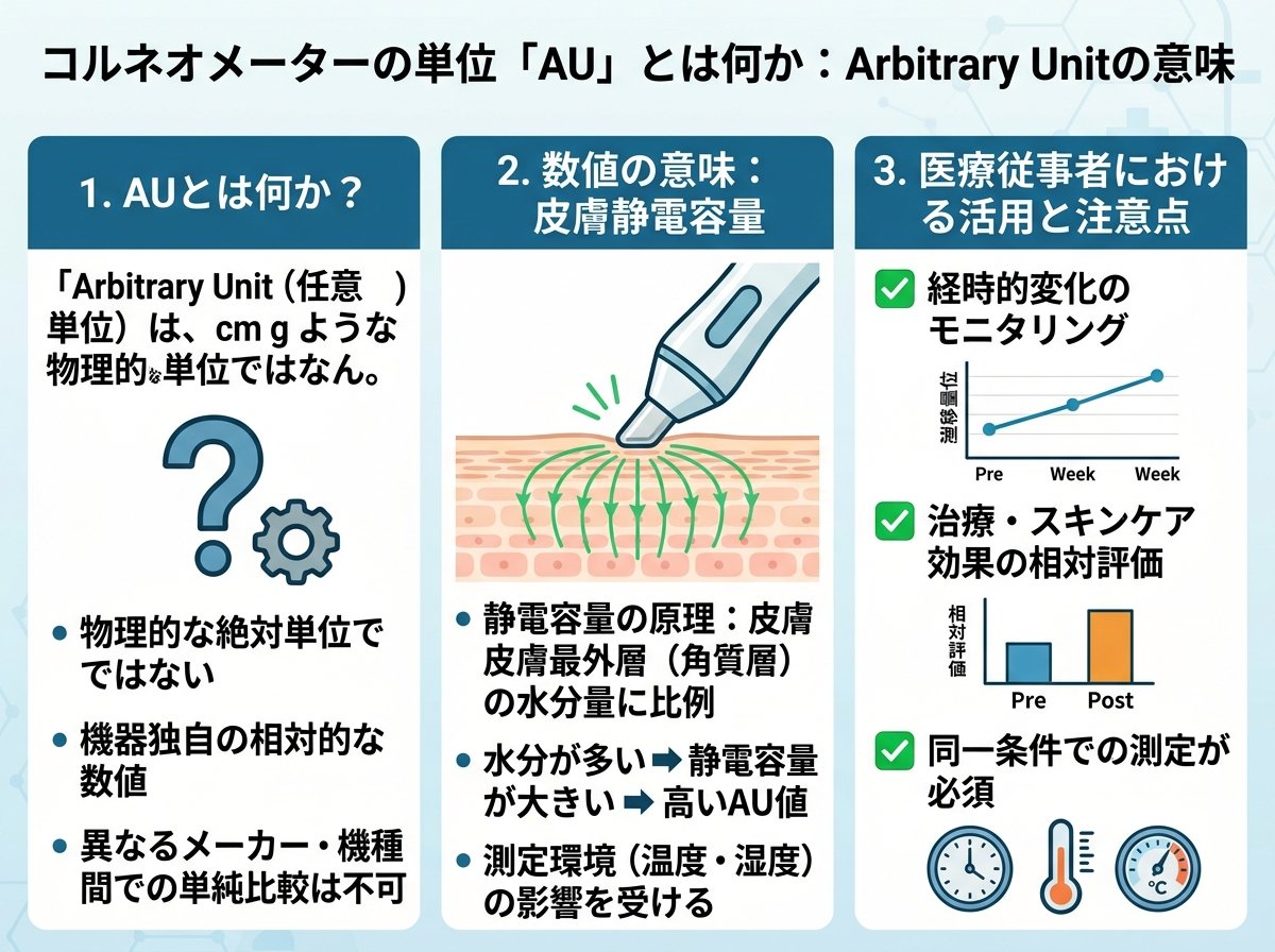 コルネオメーターの単位「AU」とは何か:Arbitrary Unitの意味