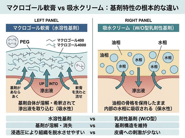 マクロゴール軟膏と吸水クリームの違いと正しい使い分け