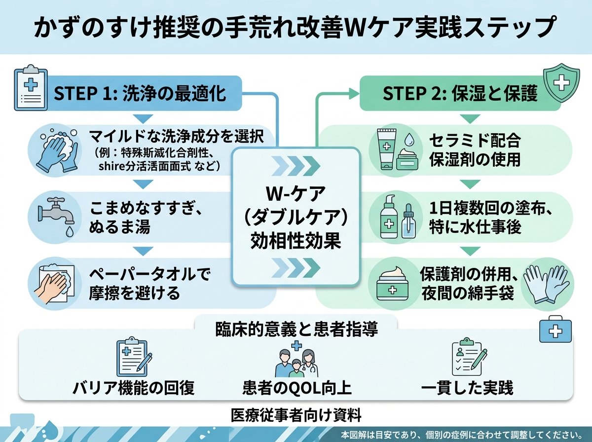 かずのすけ推奨の手荒れ改善Wケア実践ステップ