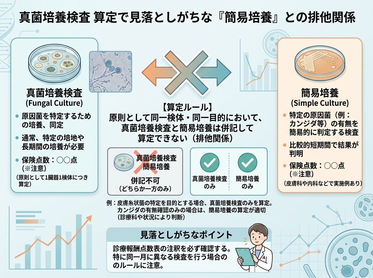真菌培養検査 算定で見落としがちな「簡易培養」との排他関係