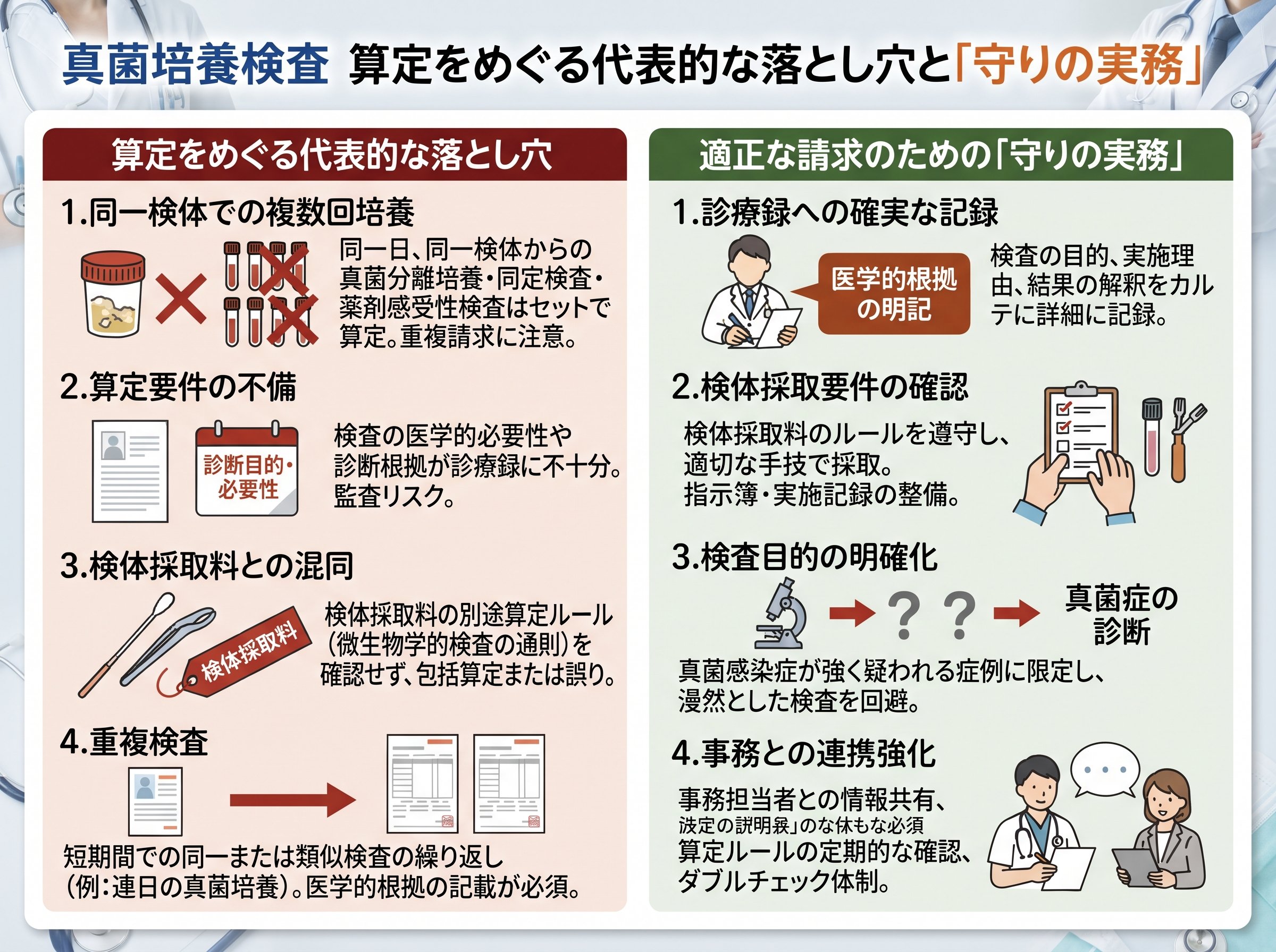 真菌培養検査 算定をめぐる代表的な落とし穴と「守りの実務」