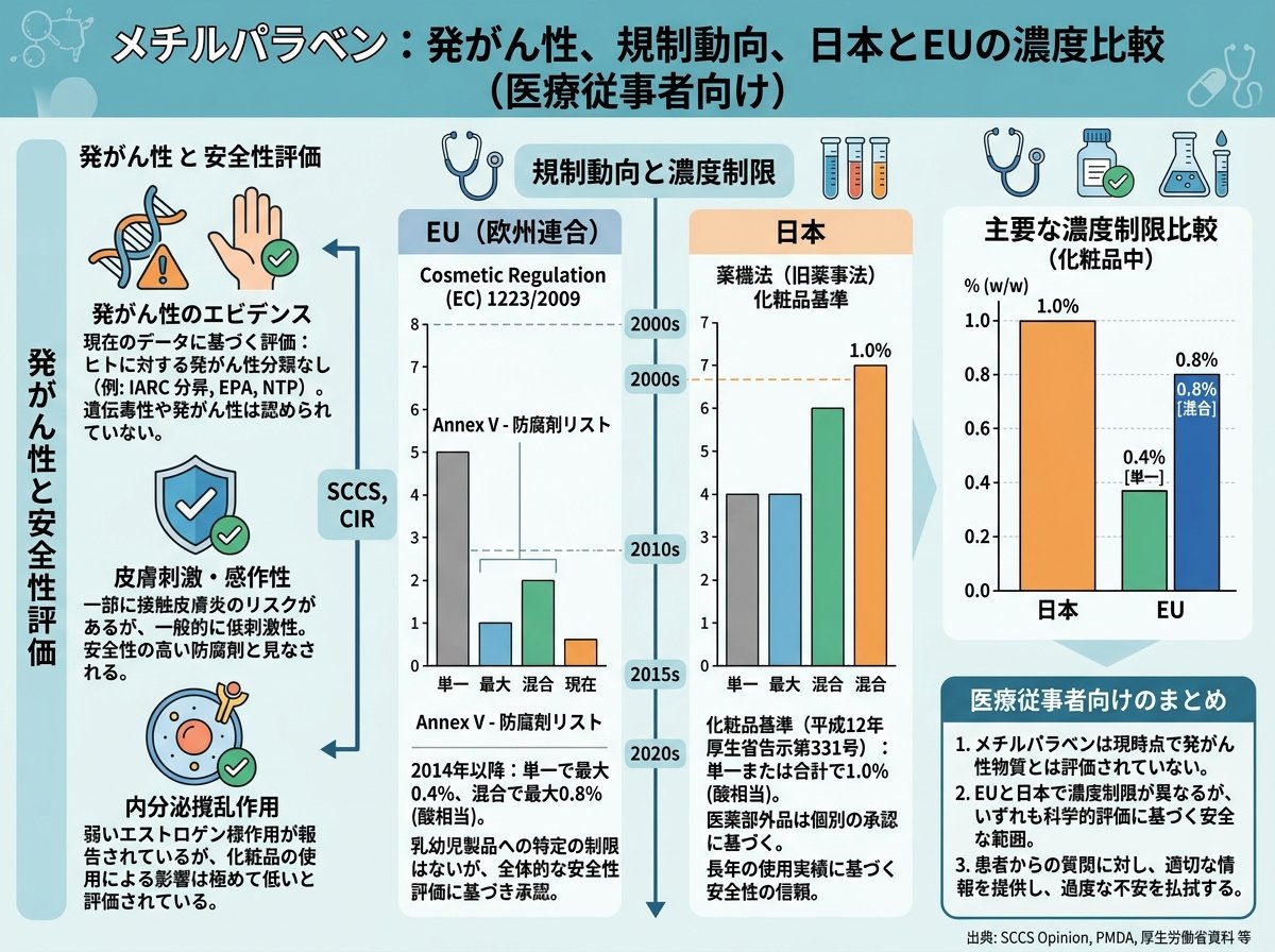 メチルパラベン 発がん性 規制 EU 日本 濃度