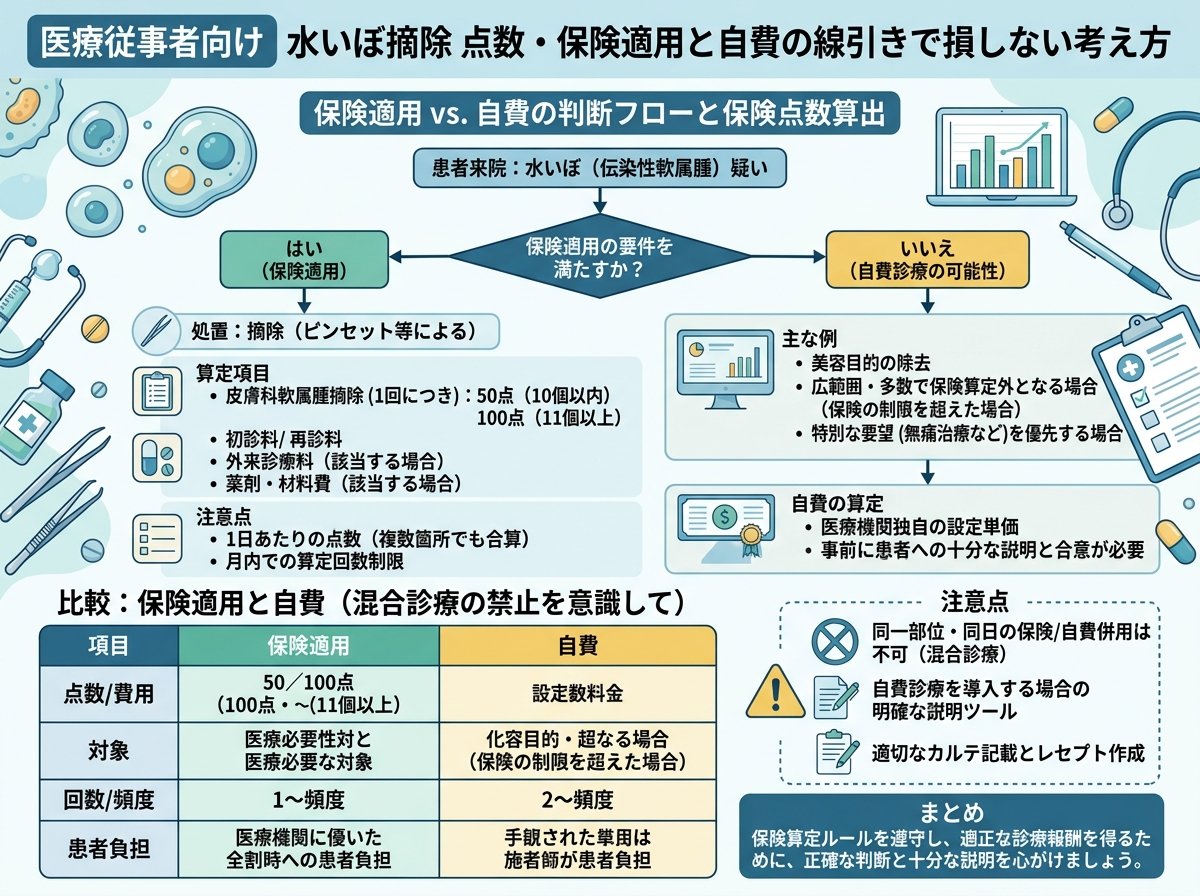 水いぼ摘除 点数 保険適用と自費の線引きで損しない考え方