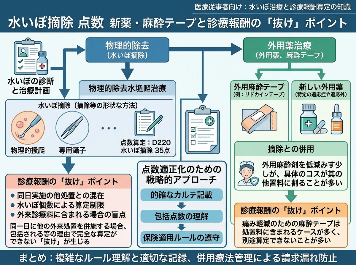 水いぼ摘除 点数 新薬・麻酔テープと診療報酬の「抜け」ポイント
